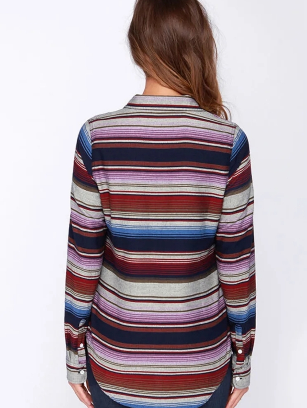 Roxy Camp Site Multi Stripe Button-Up Top, XL, Sarape, Long Sleeve, Southwestern - Picture 5 of 12